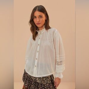 Farm Rio Off-White Long Sleeve Blouse